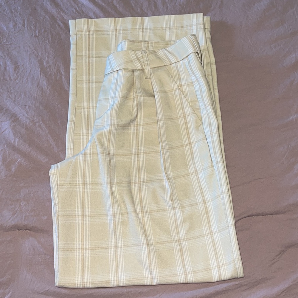 H&M Wide leg plaid dress pant full length